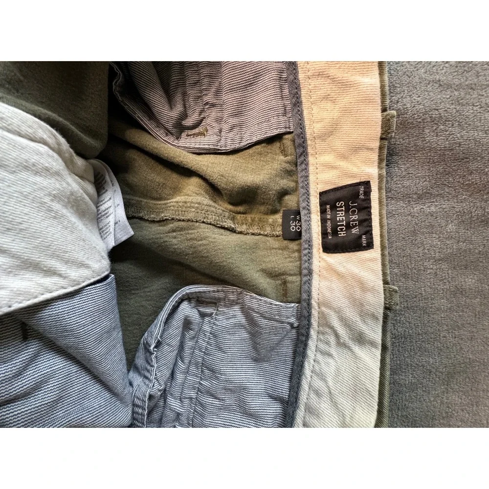 J.Crew 484 Slim Fit Stretch Chino Pants Olive Green 30x30 Mens Casual Trousers